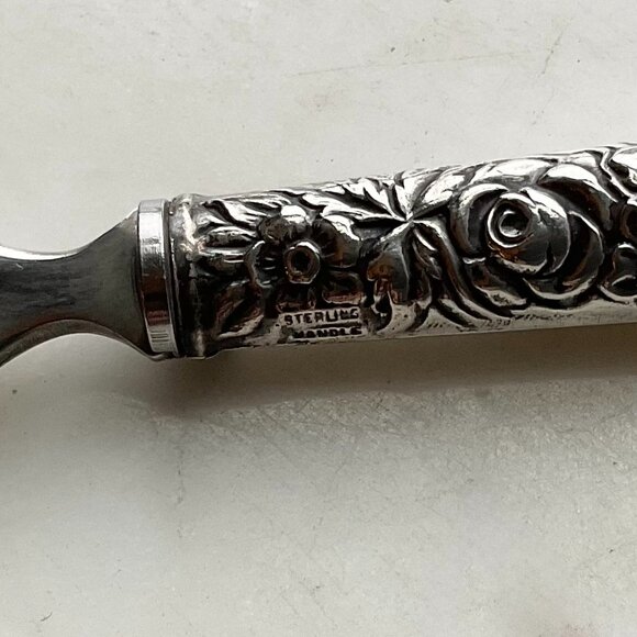 Sterling Silver Repousse Bottle Opener Vintage 6 1/8" - Picture 6 of 9